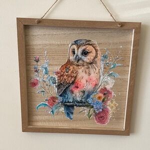 Owl Wall Art with Floral Accents